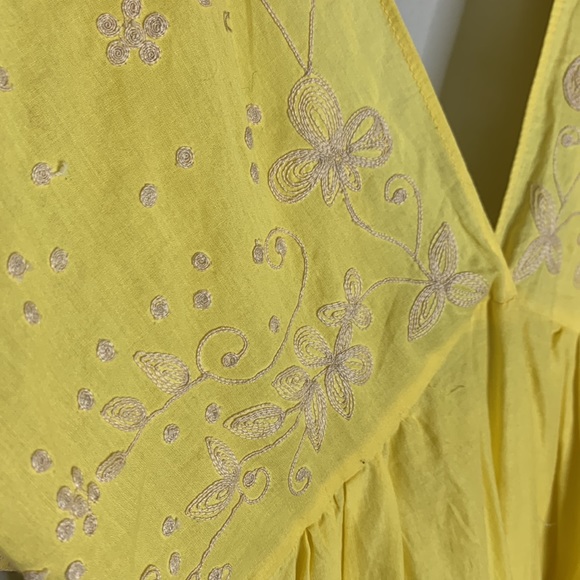 Miguelina yellow embroidered beachy dress cover up S - Picture 3 of 7